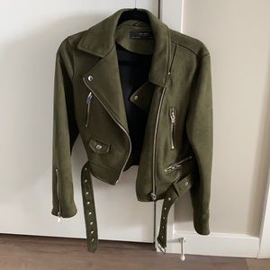 Size M Zara green faux suede jacket
